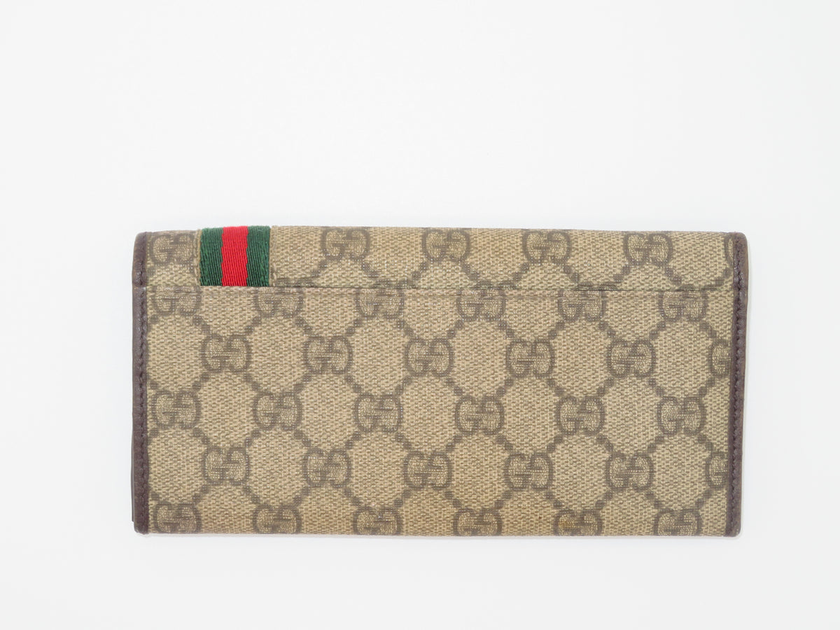 Gucci GG Supreme Canvas Sherry Line Long Bi Fold Wallet