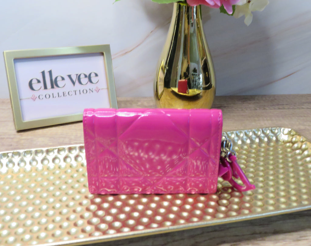 Christian Dior Miss Dior Fuchsia Patent Leather Flap Wallet