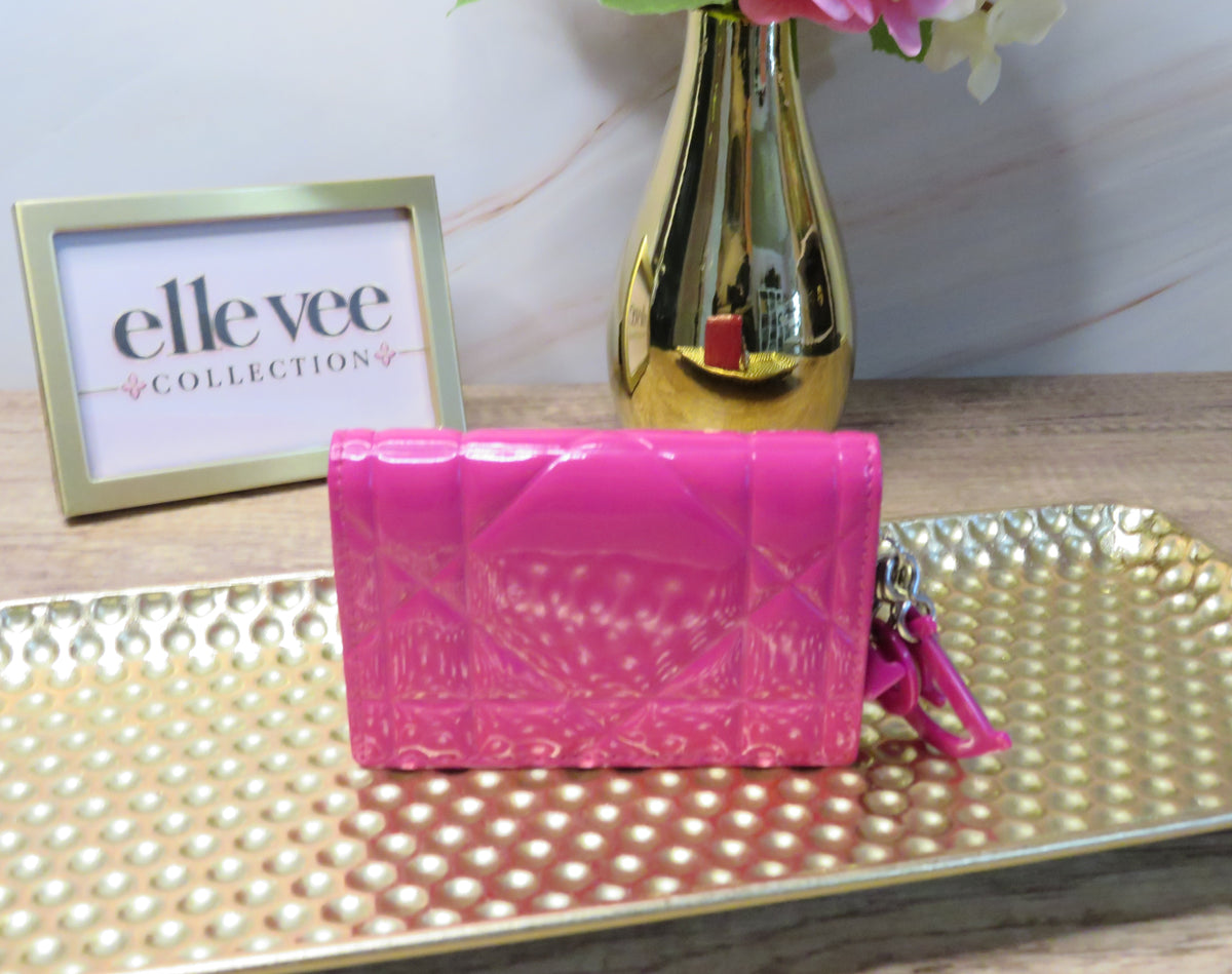 Christian Dior Miss Dior Fuchsia Patent Leather Flap Wallet