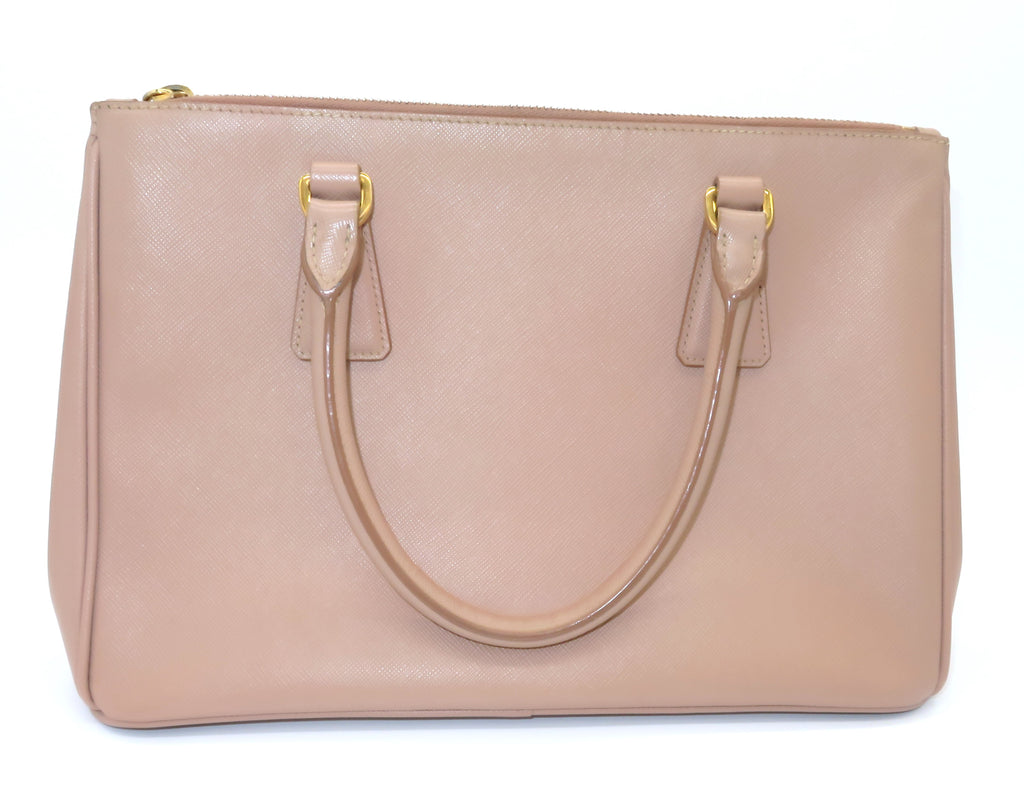 Prada Cammeo Saffiano Leather Small Galleria Double Zip Tote