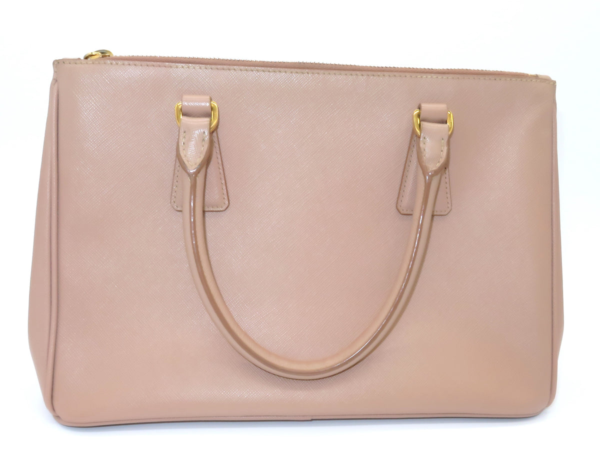 Prada Cammeo Saffiano Leather Small Galleria Double Zip Tote