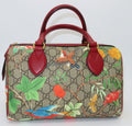 Gucci GG Supreme Tian Red Leather Small Boston Bag