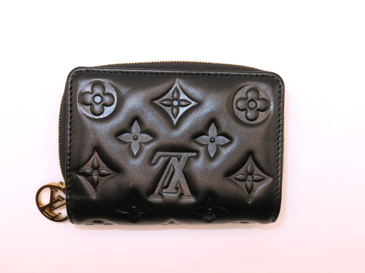 Louis Vuitton Coussin Lambskin Black Embossed Monogram Coin Purse