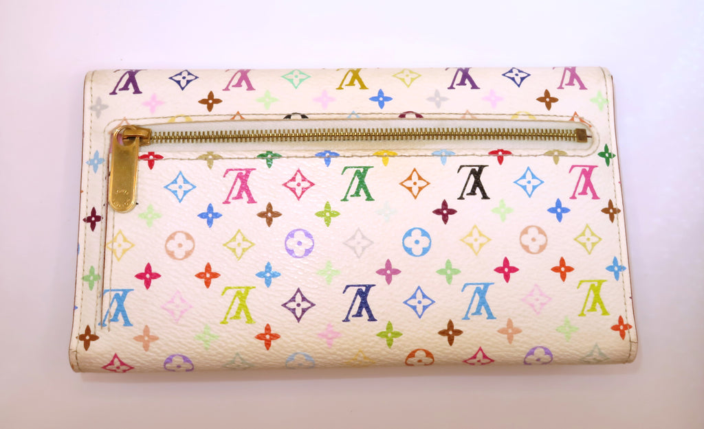 Louis Vuitton Eugenie White Multi Color Monogram Murakami Tri Fold Wallet