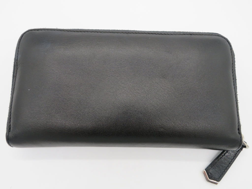 Fendi Black Leather Python Monster Eyes  Zip Around Long Wallet