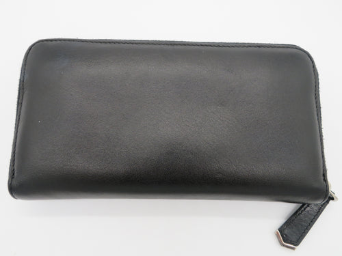 Fendi Black Leather Python Monster Eyes  Zip Around Long Wallet