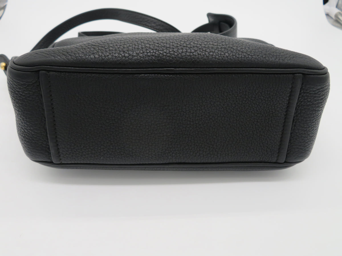 Prada Black Vitello Daino Double Zip Camera Bag