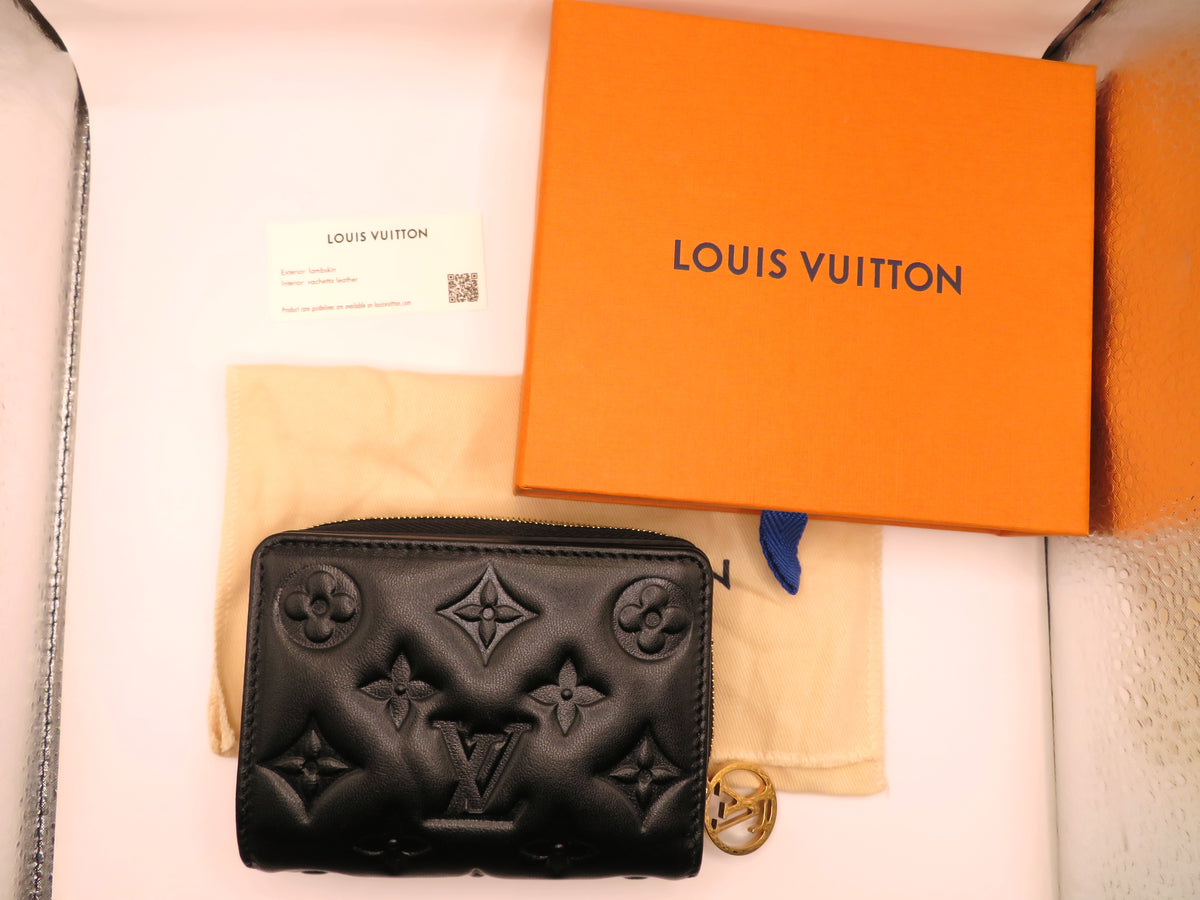 Louis Vuitton Coussin Lambskin Black Embossed Monogram Coin Purse