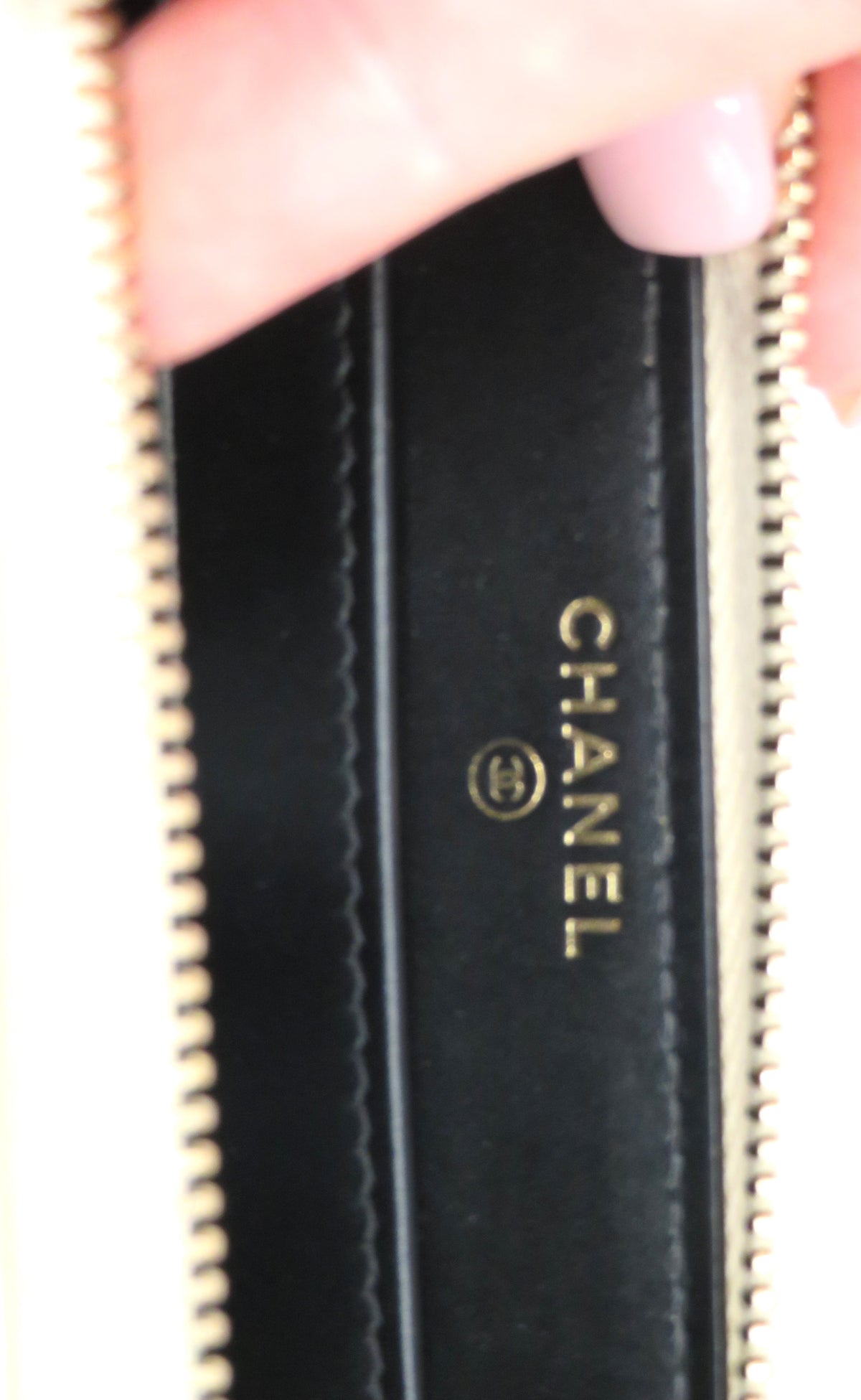 Chanel Black Satin & Metallic Gold Caviar Leather Long Zip Around Wallet