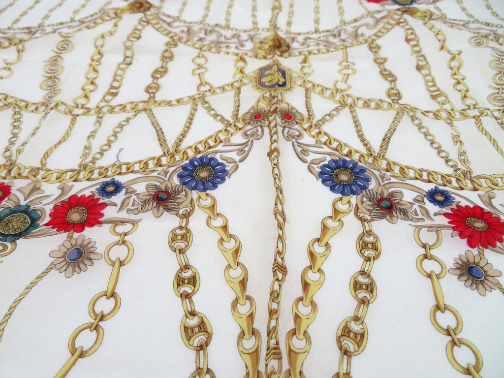 VINTAGE Celine Chain and Jewelry Print Silk Handkerchief