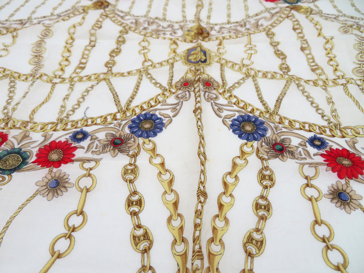 VINTAGE Celine Chain and Jewelry Print Silk Handkerchief