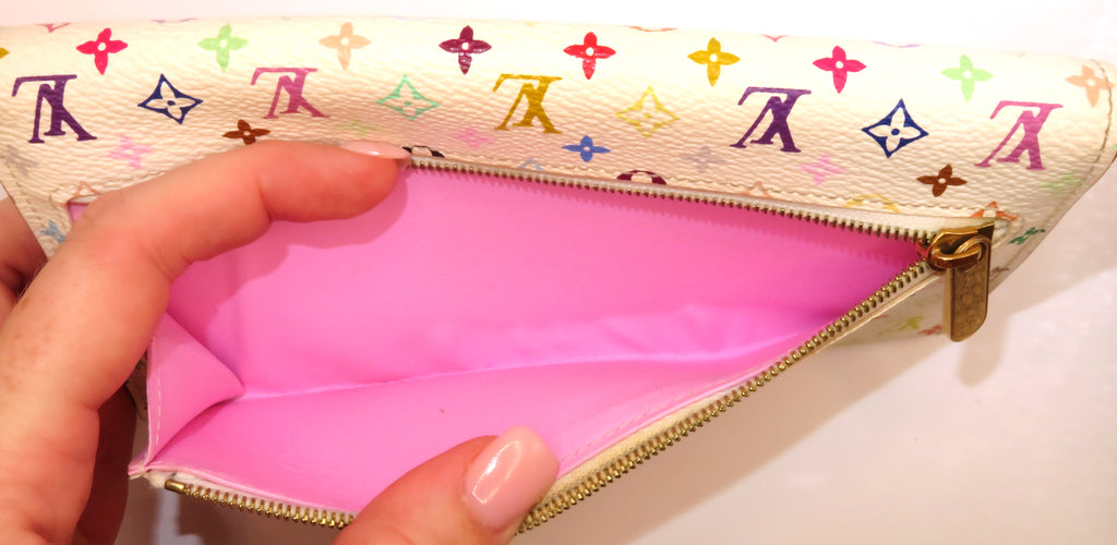 Louis Vuitton Eugenie White Multi Color Monogram Murakami Tri Fold Wallet