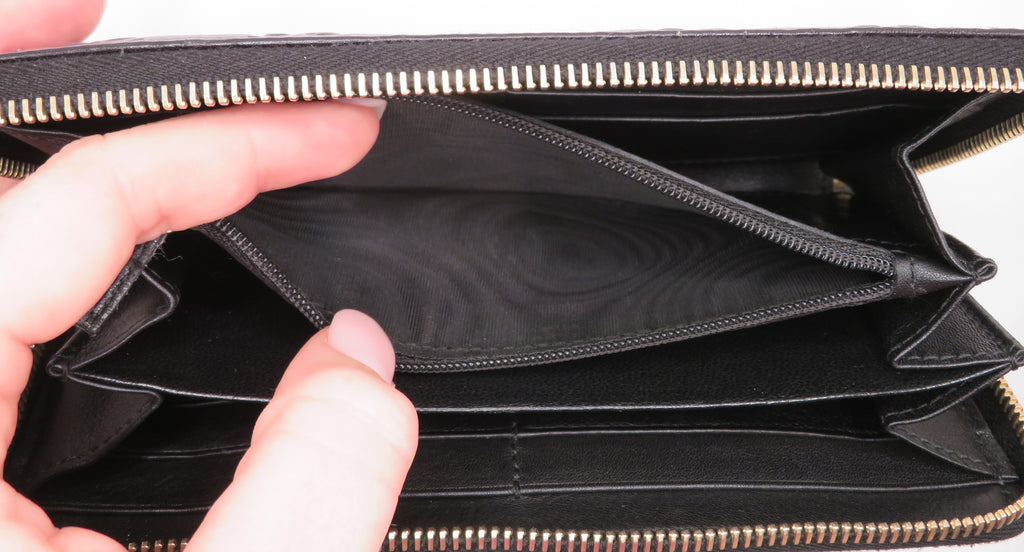 Gucci Guccissima GG Zip Around Black Leather Long Wallet