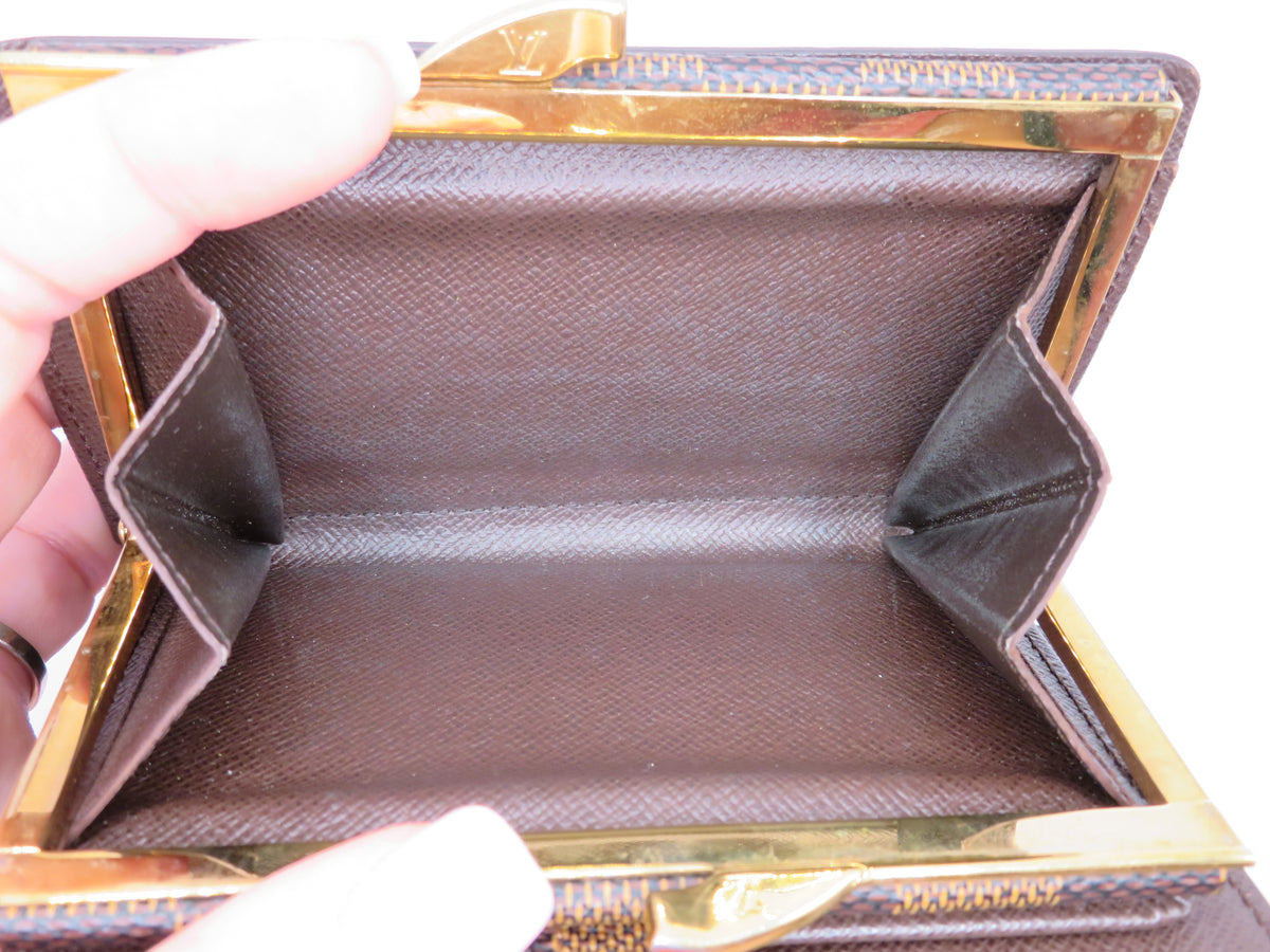 Louis Vuitton Damier Ebene Viennois Kiss Lock Bi Fold Wallet