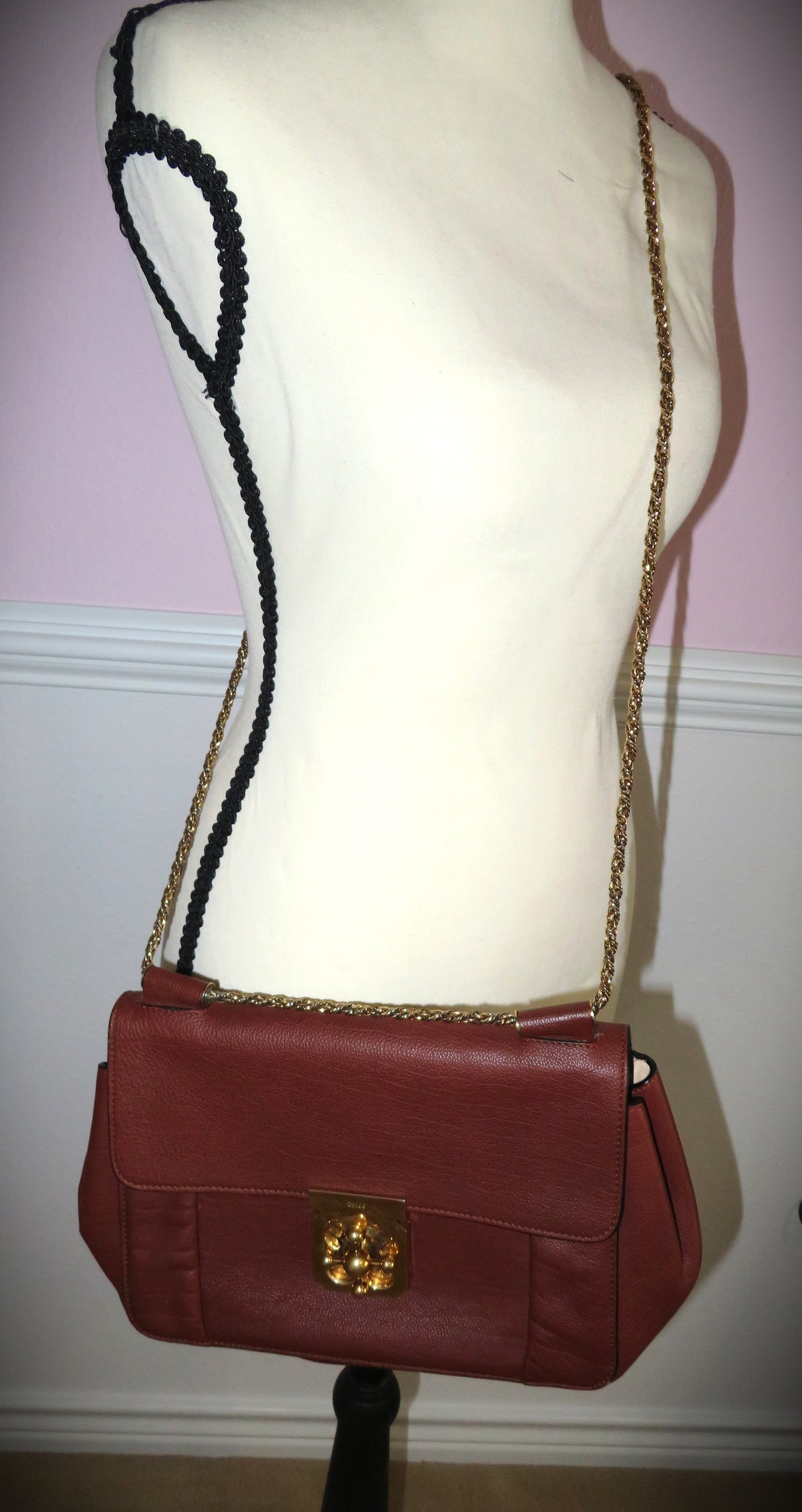 Chloe Elsie Chain Coral Leather Shoulder Bag