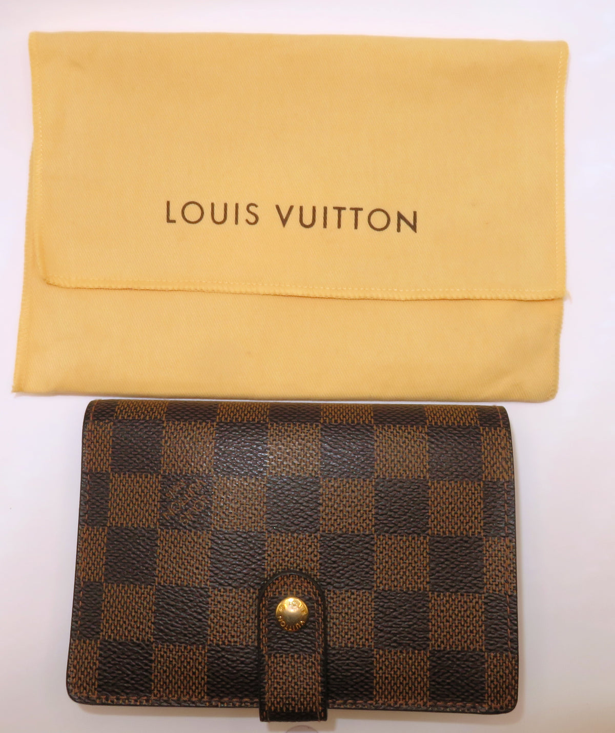 Louis Vuitton Damier Ebene Viennois Kiss Lock Bi Fold Wallet