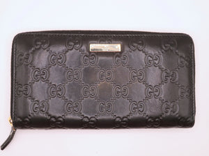 Gucci Guccissima GG Zip Around Black Leather Long Wallet