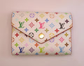 Louis Vuitton Victorine White Multi Color Monogram Murakami Tri Fold Wallet