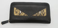 Fendi Black Leather Python Monster Eyes  Zip Around Long Wallet