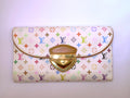 Louis Vuitton Eugenie White Multi Color Monogram Murakami Tri Fold Wallet