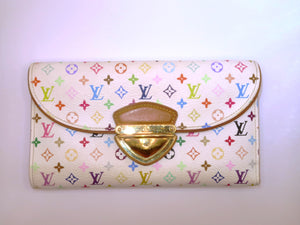 Louis Vuitton Eugenie White Multi Color Monogram Murakami Tri Fold Wallet