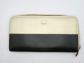 Chanel Black Satin & Metallic Gold Caviar Leather Long Zip Around Wallet