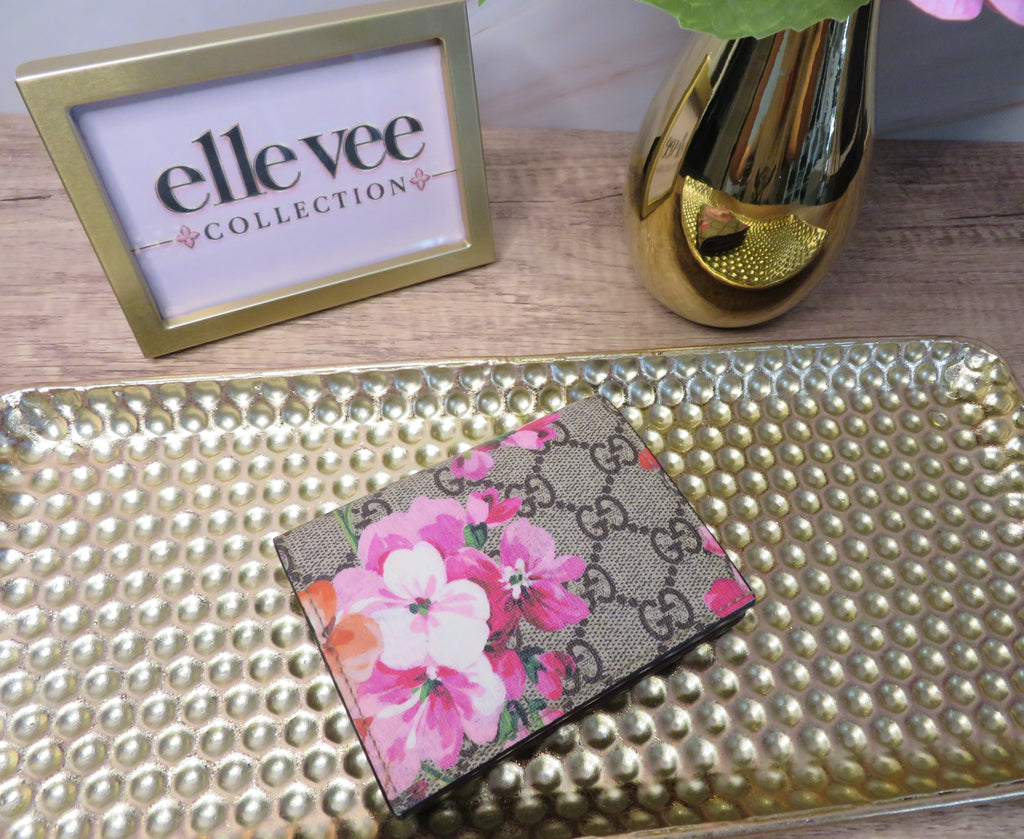 Gucci GG Supreme Blooms Bi Fold Small Wallet