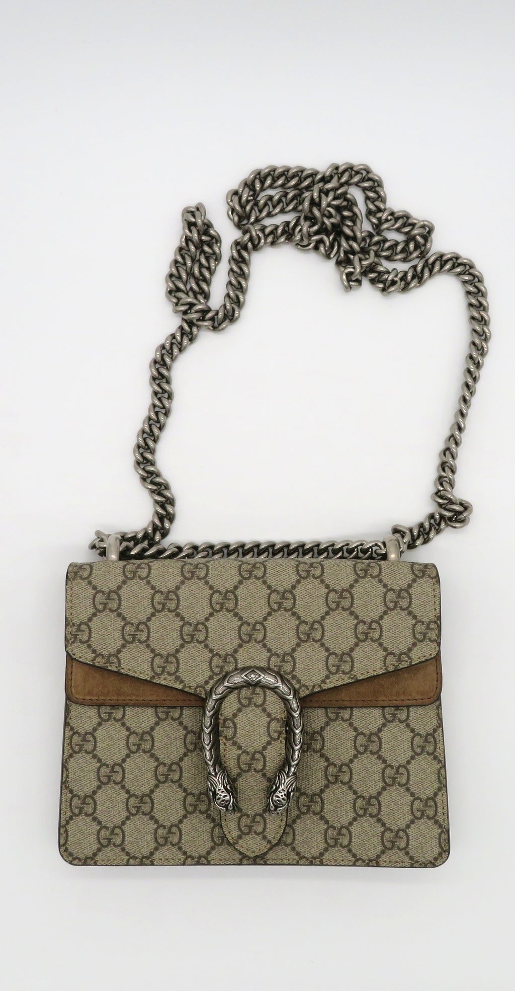 Gucci GG Supreme Small Dionysus Tan Suede Crossbody Bag