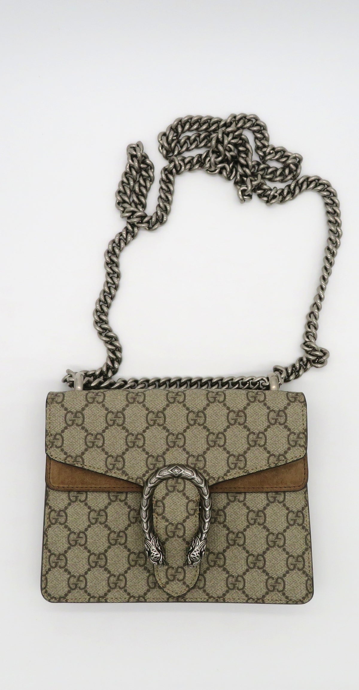 Gucci GG Supreme Small Dionysus Tan Suede Crossbody Bag