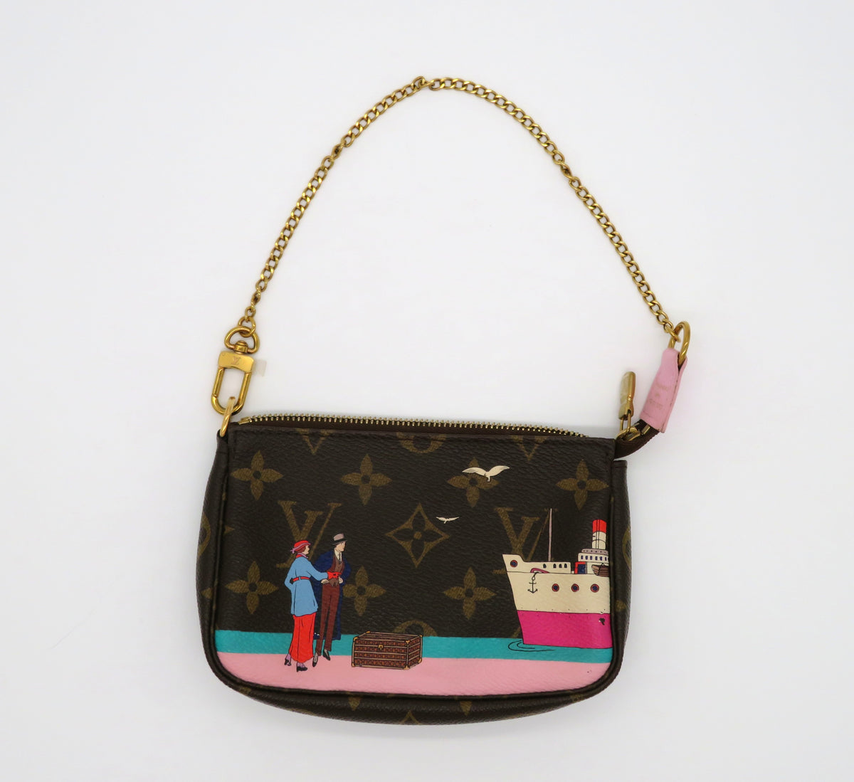 Louis Vuitton Mini Monogram Pochette with Boat Art