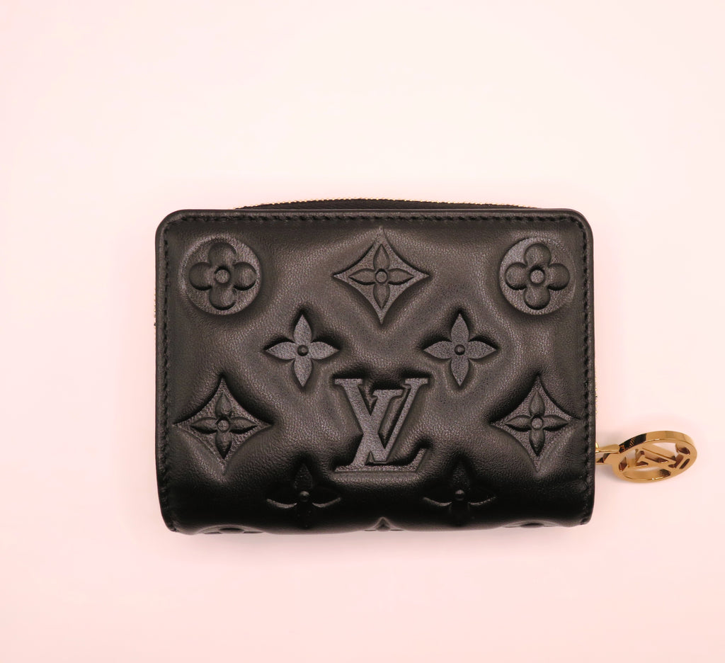 Louis Vuitton Coussin Lambskin Black Embossed Monogram Coin Purse