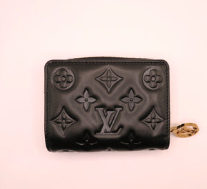 Louis Vuitton Coussin Lambskin Black Embossed Monogram Coin Purse