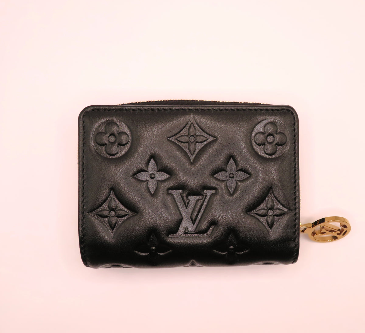 Louis Vuitton Coussin Lambskin Black Embossed Monogram Coin Purse