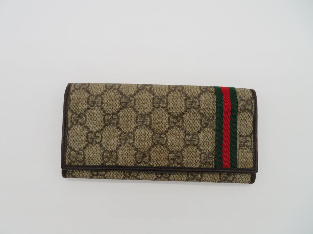 Gucci GG Supreme Canvas Sherry Line Long Bi Fold Wallet