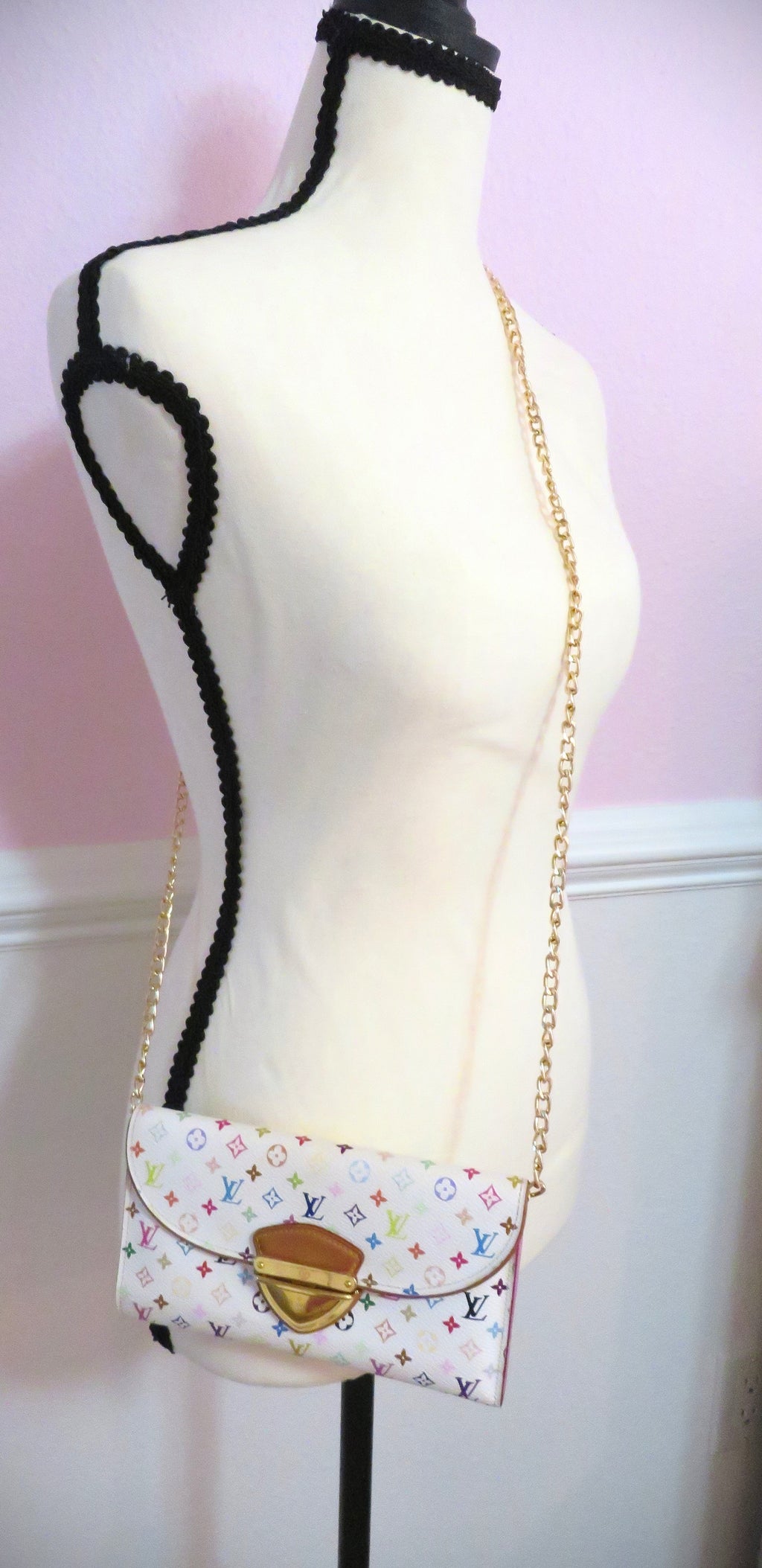Louis Vuitton Eugenie White Multi Color Monogram Murakami Tri Fold Wallet