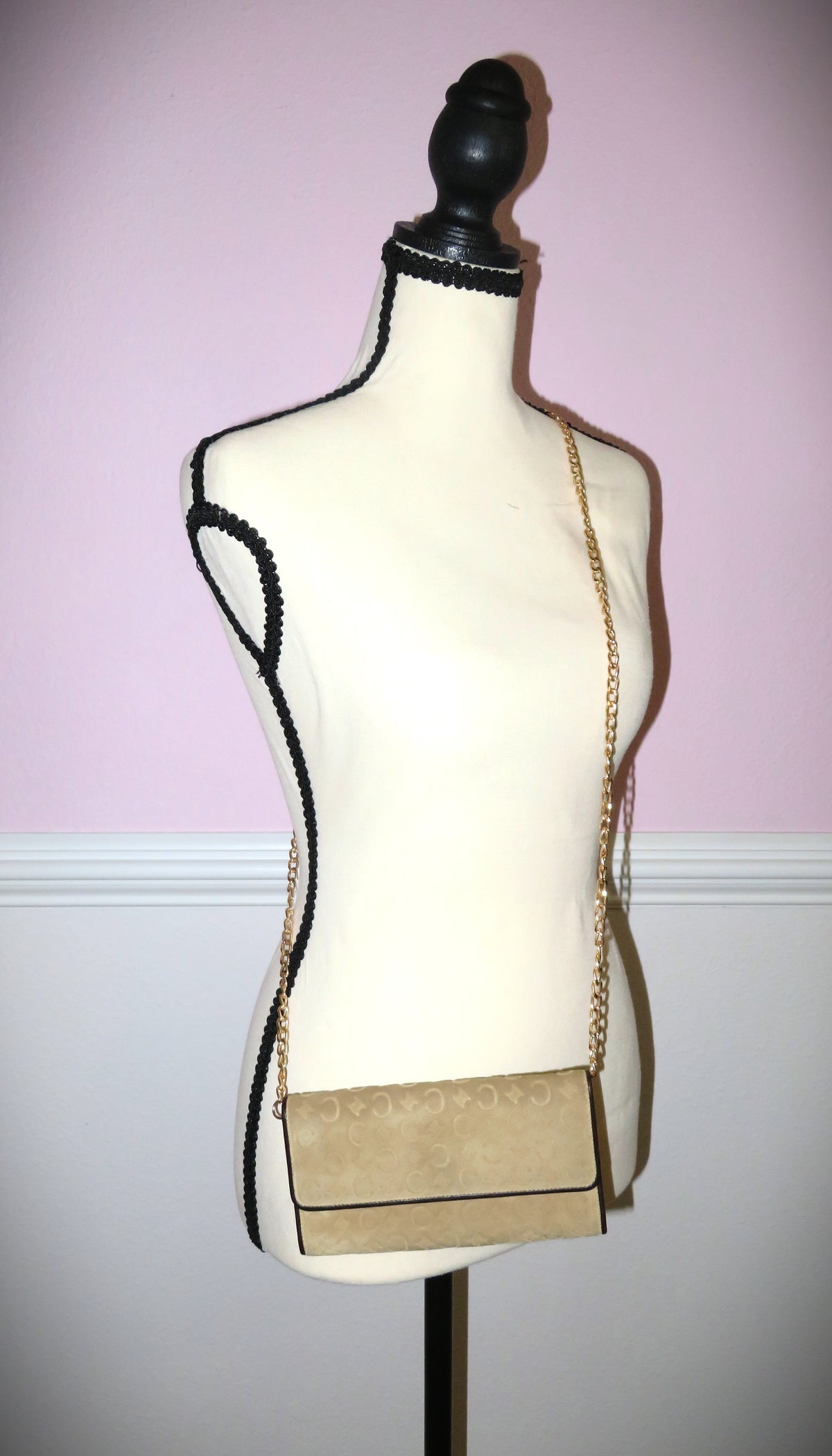 VINTAGE Celine Suede Macadam Bi Fold Long Wallet