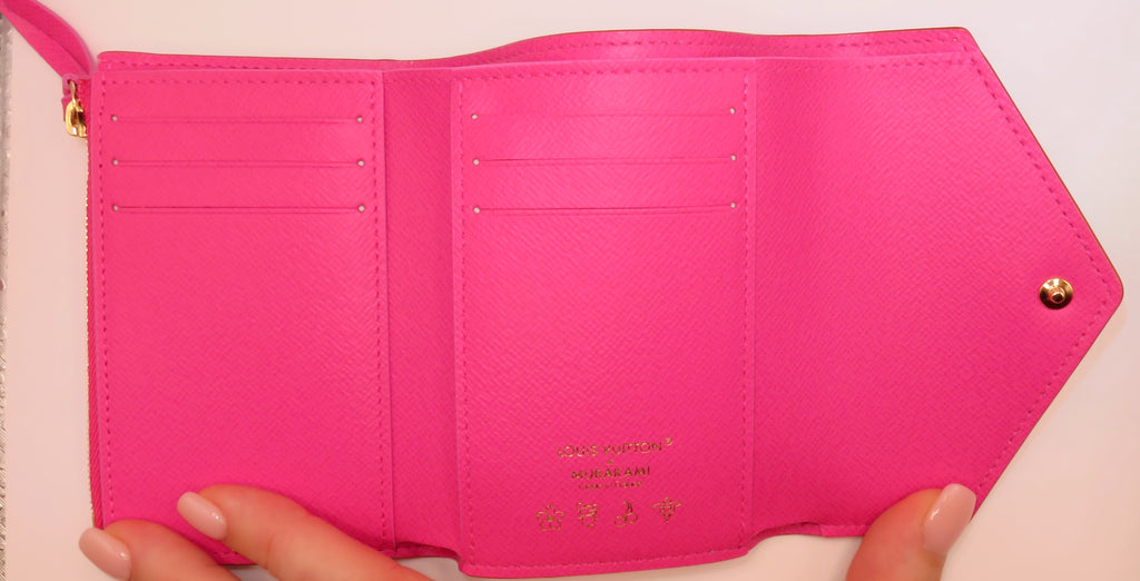Louis Vuitton Victorine White Multi Color Monogram Murakami Tri Fold Wallet