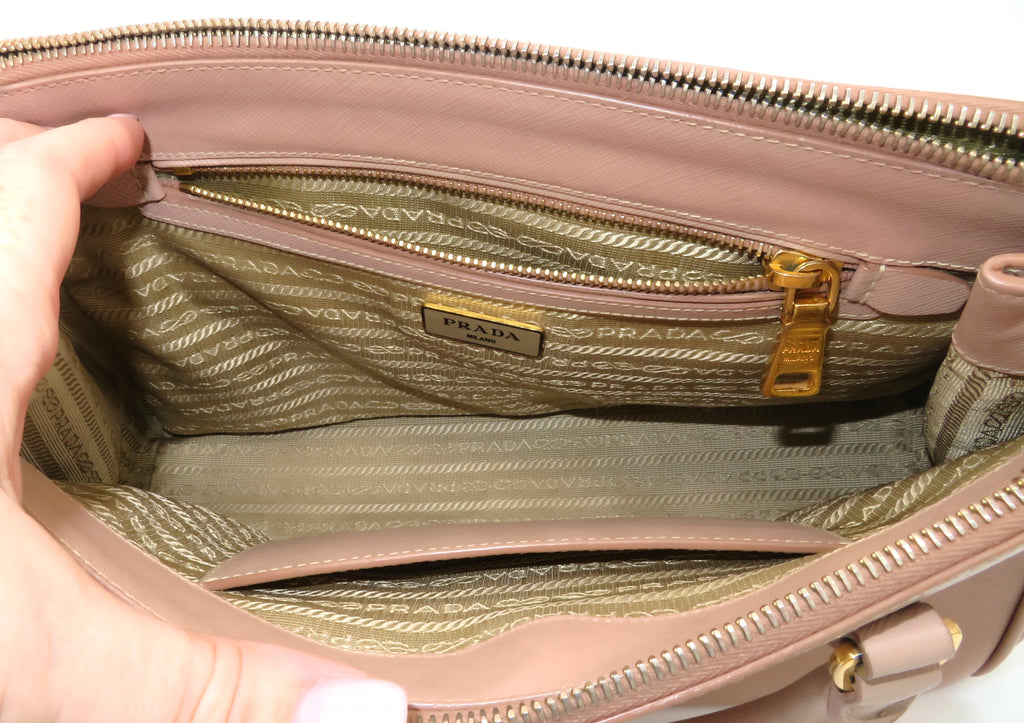 Prada Cammeo Saffiano Leather Small Galleria Double Zip Tote
