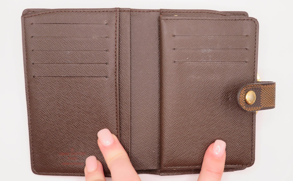 Louis Vuitton Damier Ebene Viennois Kiss Lock Bi Fold Wallet