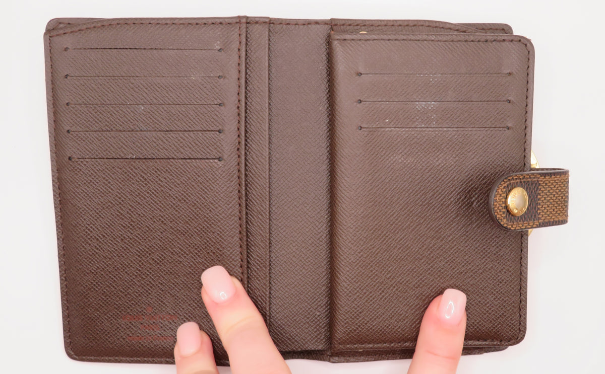 Louis Vuitton Damier Ebene Viennois Kiss Lock Bi Fold Wallet