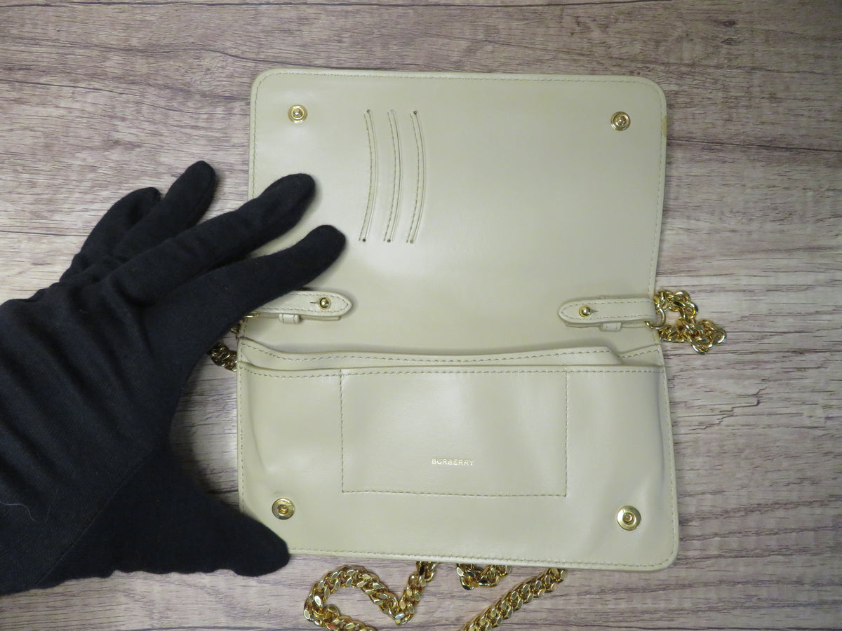 Burberry Vintage Check Coated Canvas with Beige Leather Wallet on Chain