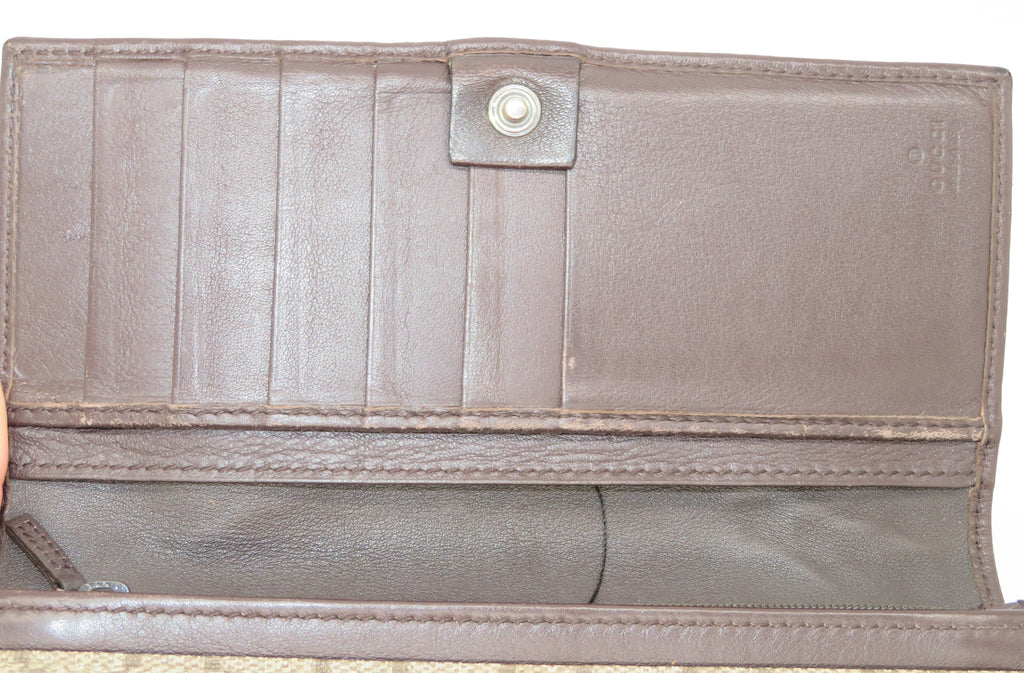 Gucci GG Supreme Canvas Sherry Line Long Bi Fold Wallet