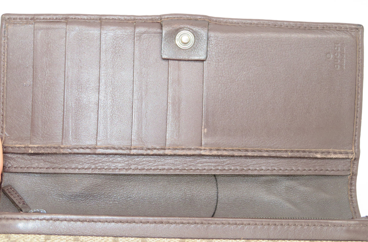 Gucci GG Supreme Canvas Sherry Line Long Bi Fold Wallet