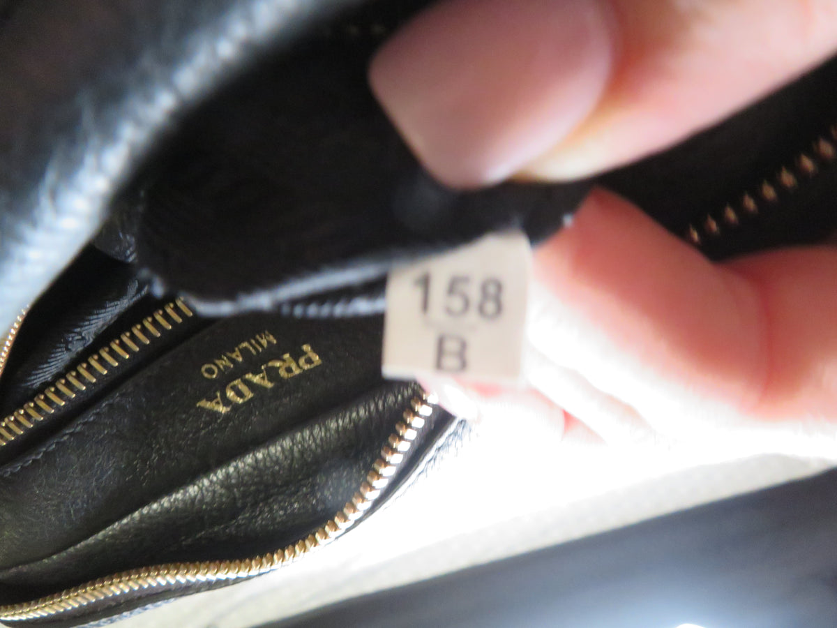Prada Black Vitello Daino Double Zip Camera Bag