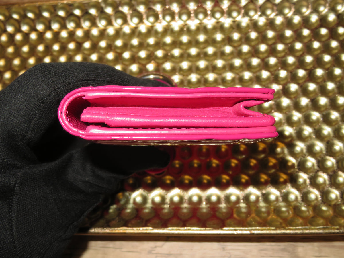 Christian Dior Miss Dior Fuchsia Patent Leather Flap Wallet