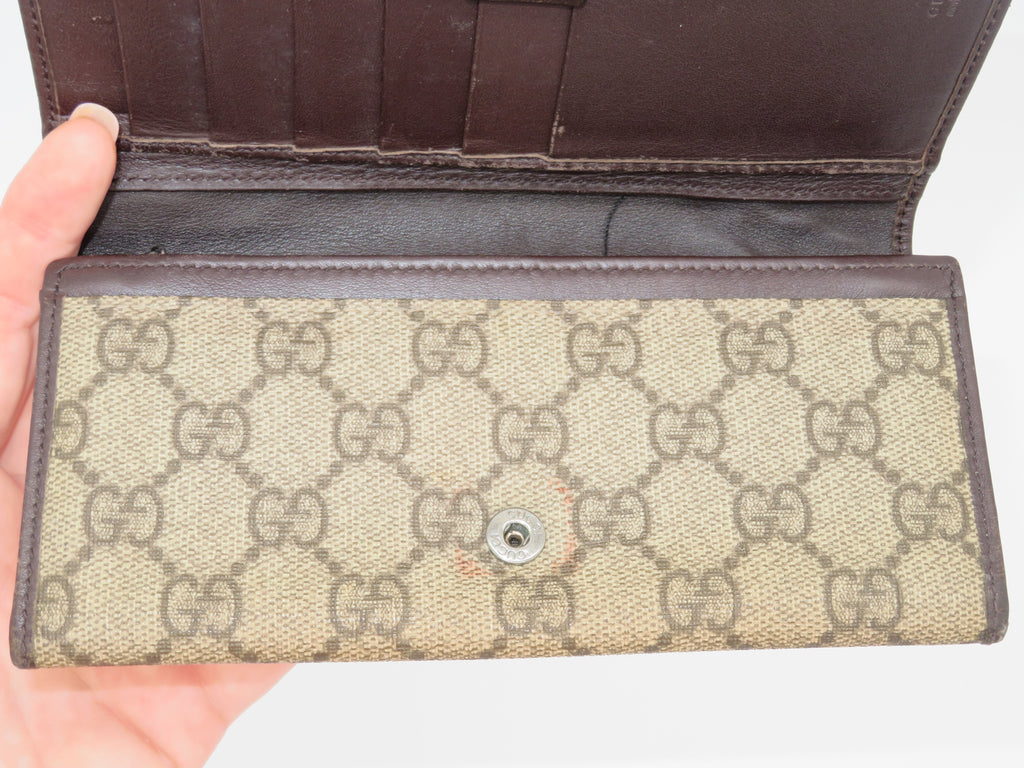Gucci GG Supreme Canvas Sherry Line Long Bi Fold Wallet