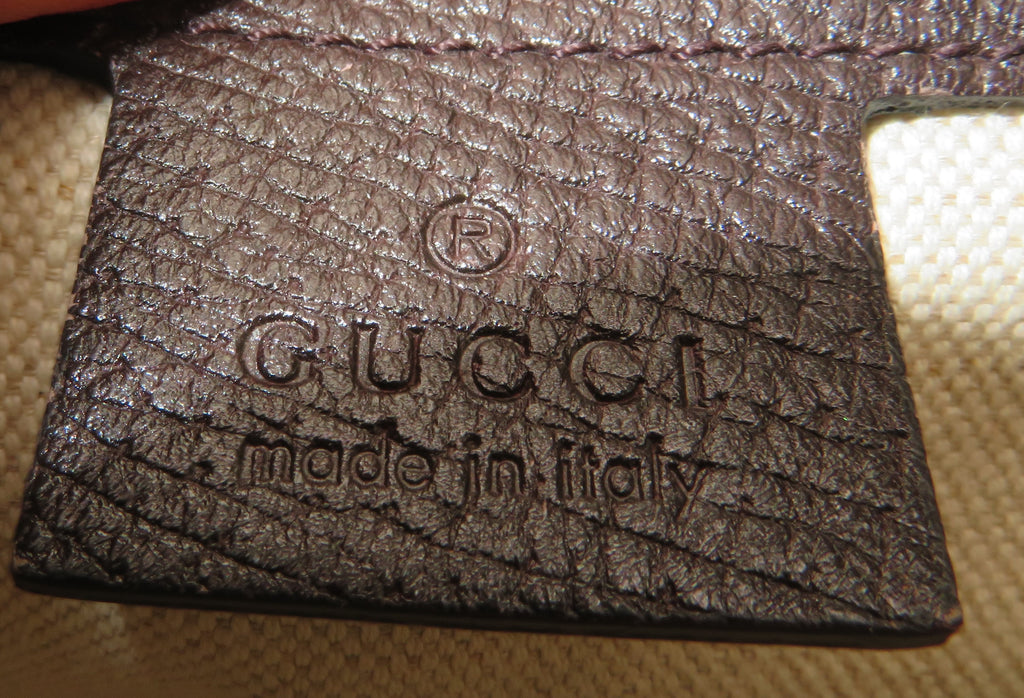 Gucci GG Monogram Canvas and Dark Brown Leather Bee Boston Bag