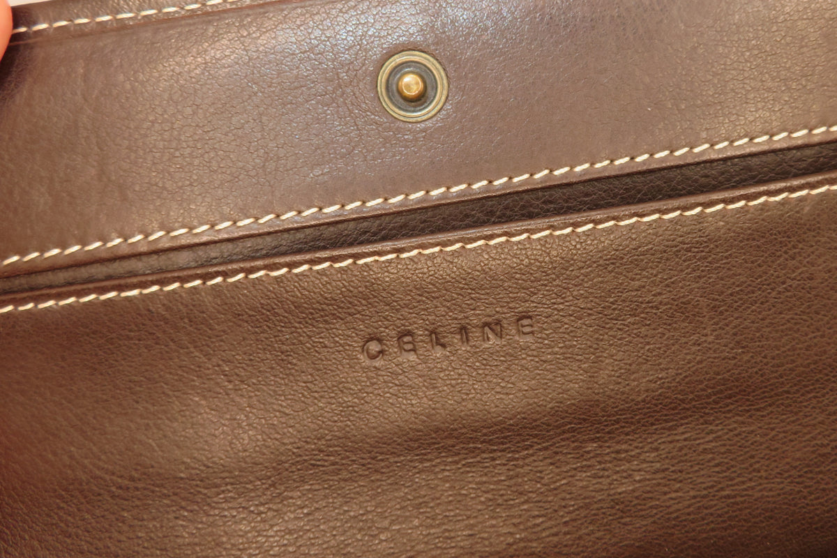 VINTAGE Celine Suede Macadam Bi Fold Long Wallet