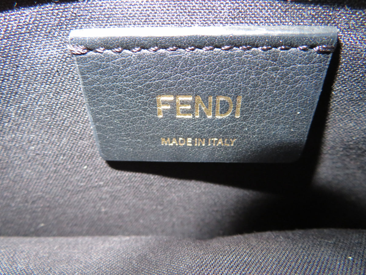 Fendi Round F Logo Black Leather Wallet on Chain