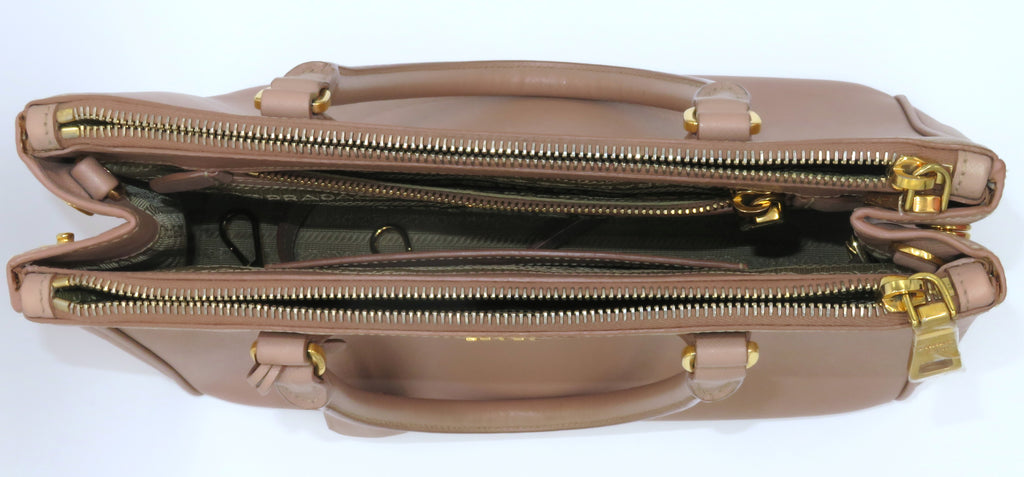 Prada Cammeo Saffiano Leather Small Galleria Double Zip Tote